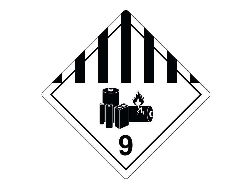 ADR klasse 9 sticker lithiumbatterijen