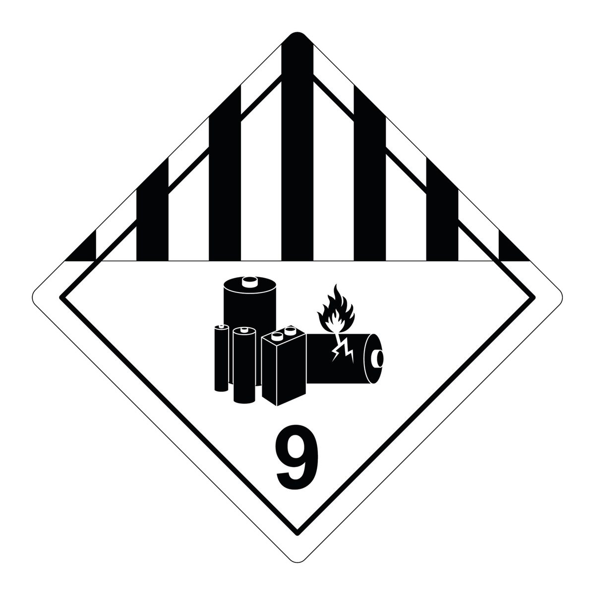 ADR klasse 9 sticker lithiumbatterijen