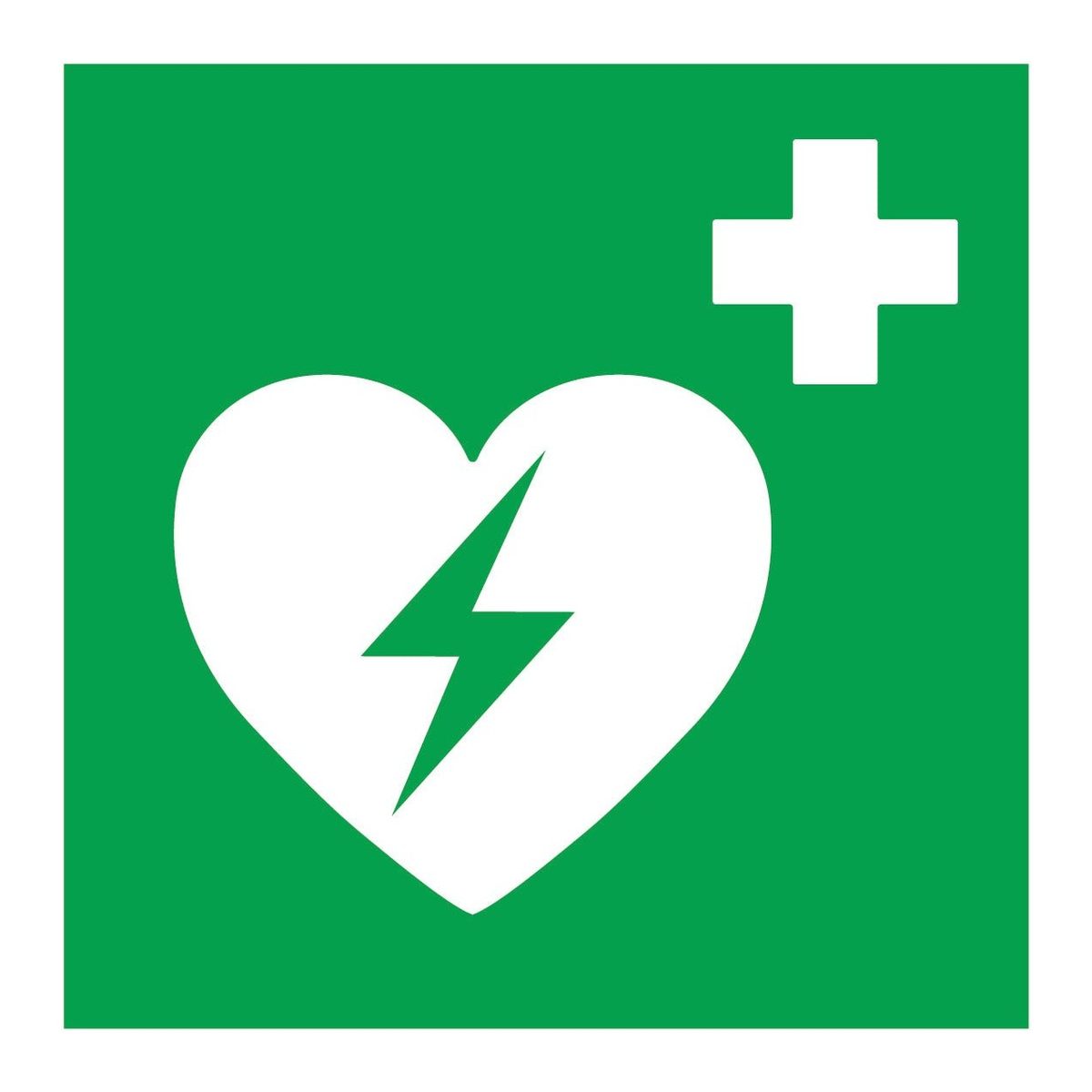 AED sticker (ISO 7010 E010)