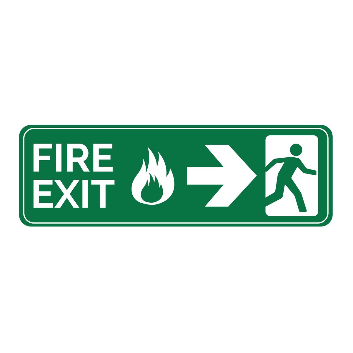 Branduitgang sticker naar rechts (ISO 7010 E002)
