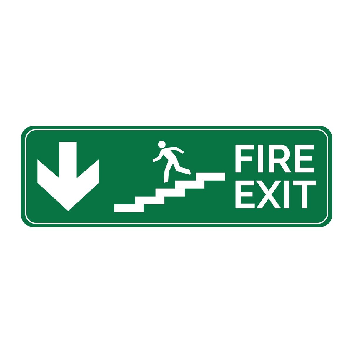 Branduitgang sticker trap af naar beneden (ISO 7010 E005)