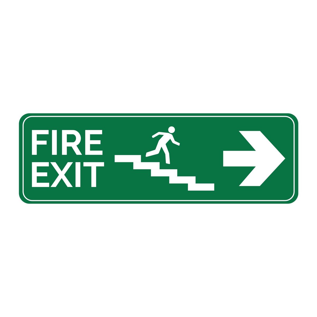 Branduitgang sticker trap af naar rechts (ISO 7010 E005)