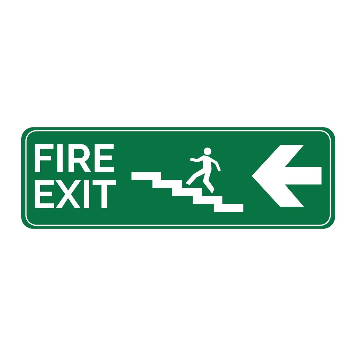 Branduitgang sticker trap op naar links (ISO 7010 E005)