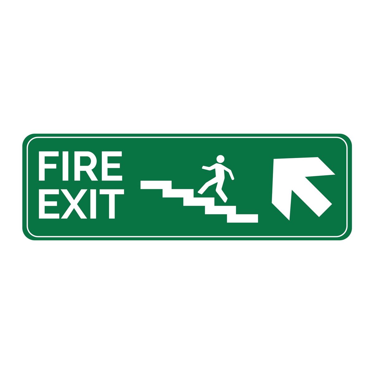 Branduitgang sticker trap op schuin links (ISO 7010 E006)
