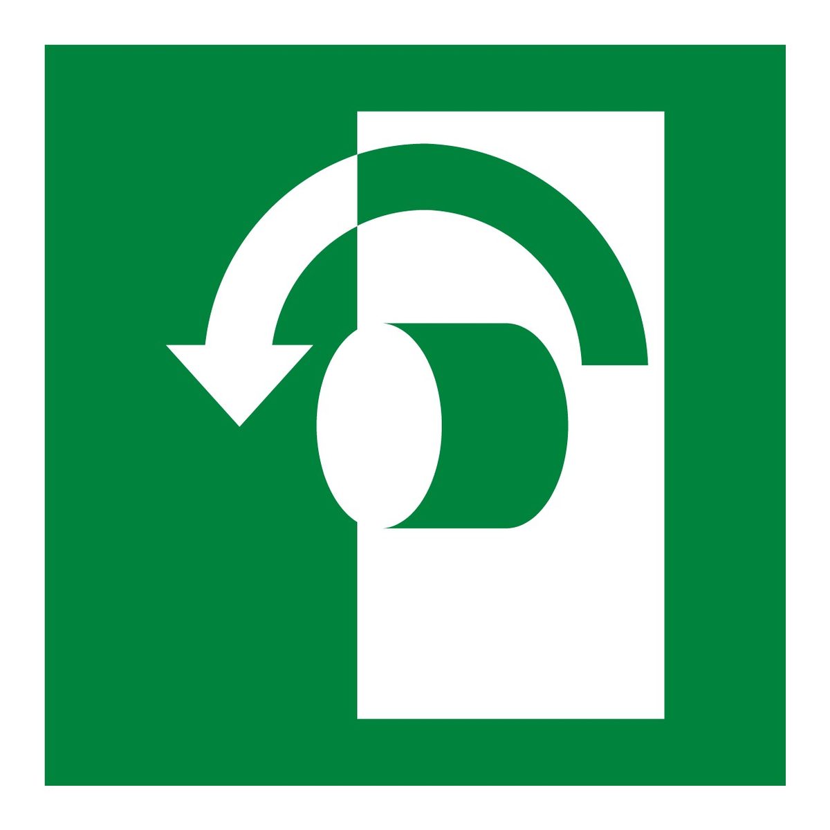 Deur openen naar links sticker (ISO 7010 E018)