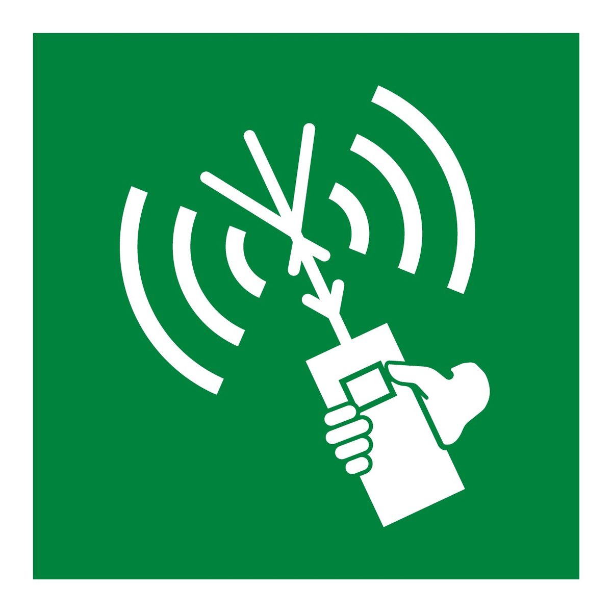 Draagbare noodradio sticker (ISO 7010 E051)