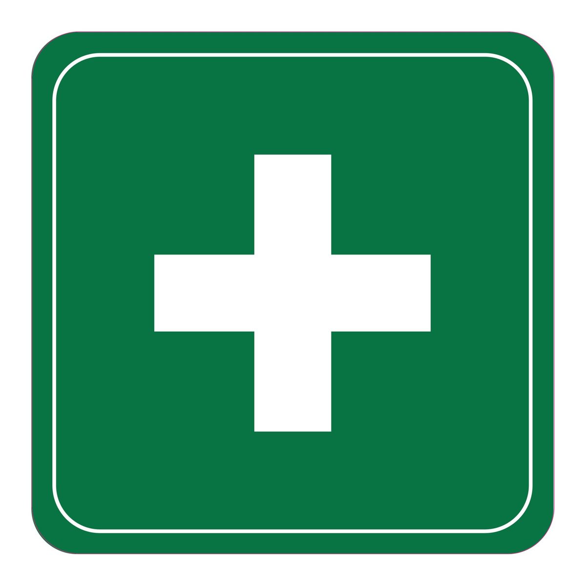 Pictogram sticker EHBO kruis / van vierkant (ISO 7010 E003)