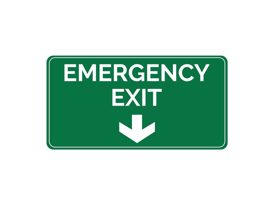 Emergency Exit sticker omlaag