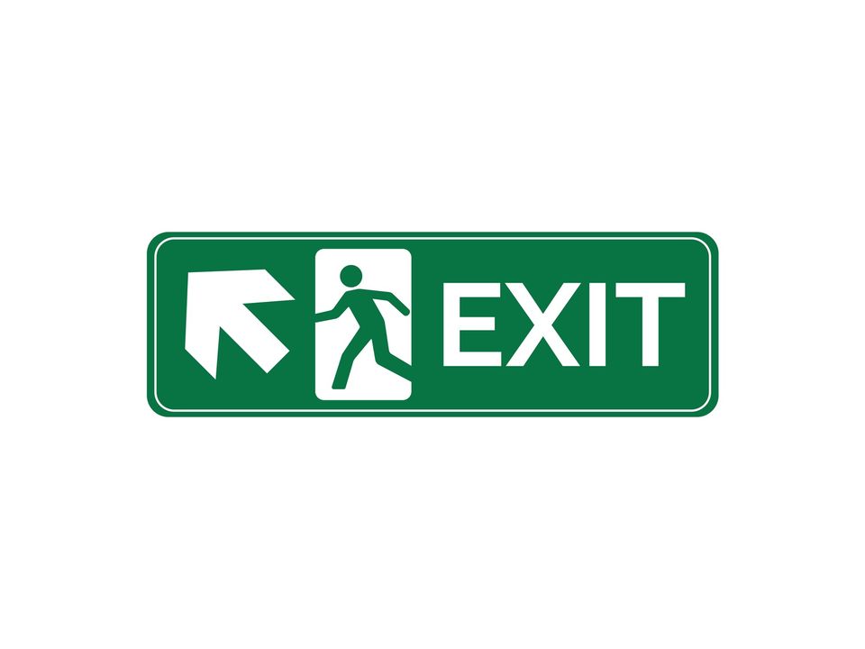 Exit vluchtwegsticker schuin links omhoog