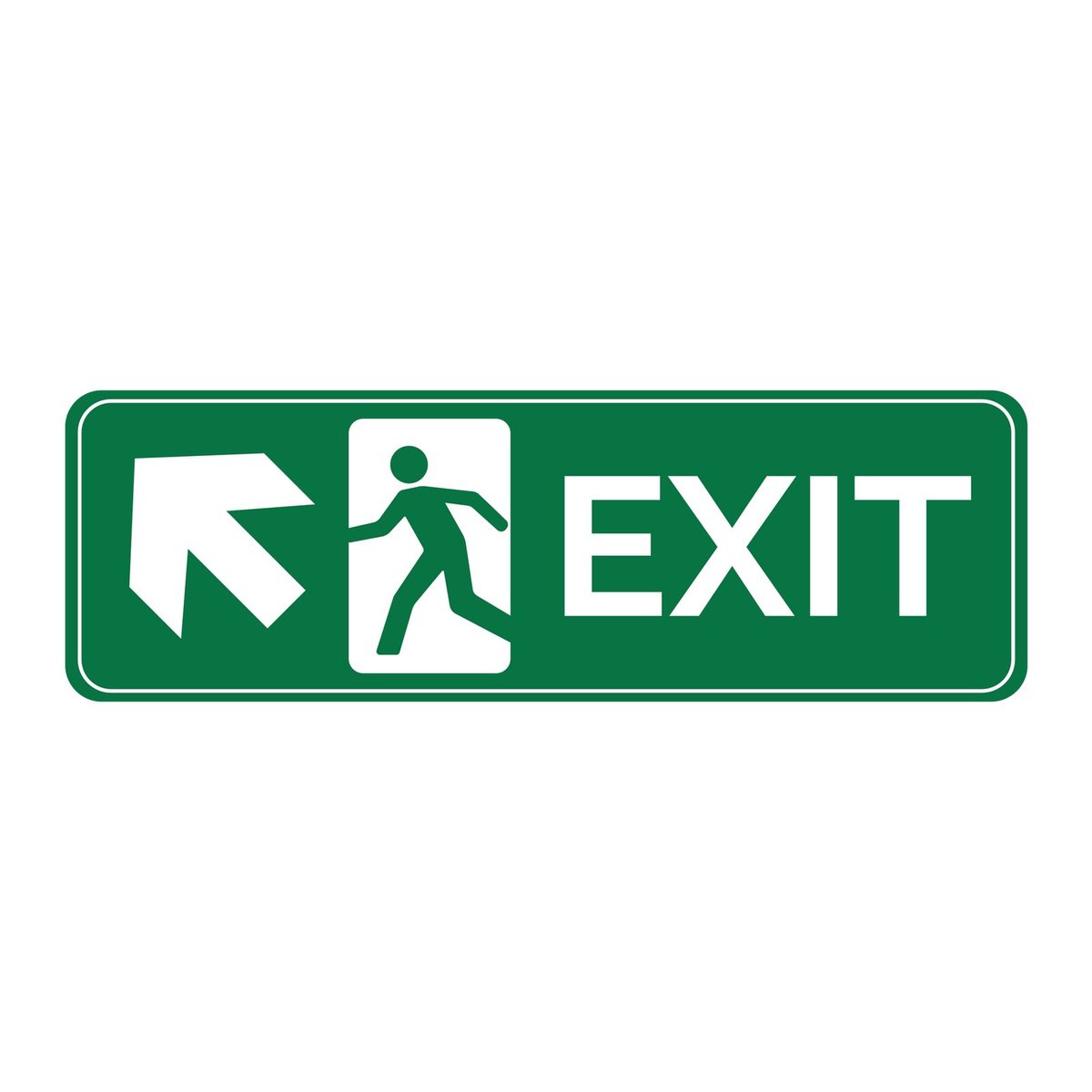 Exit vluchtwegsticker schuin links omhoog (ISO 7010 E006)