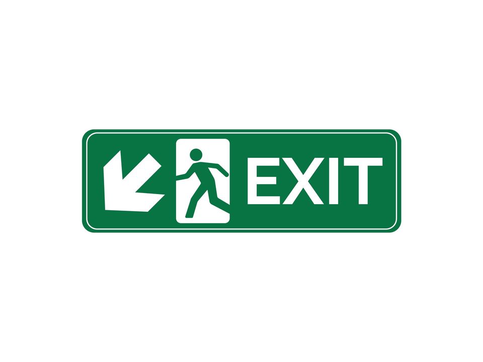 Exit vluchtwegsticker schuin links omlaag