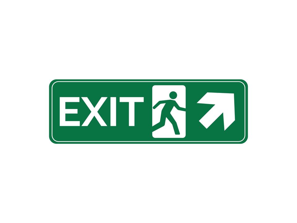 Exit vluchtwegsticker schuin rechts omhoog