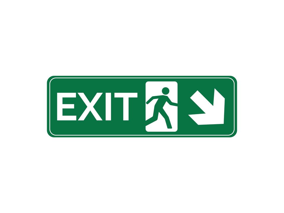 Exit vluchtwegsticker schuin rechts omlaag