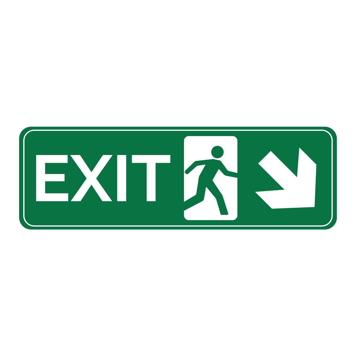 Exit vluchtwegsticker schuin rechts omlaag (ISO 7010 E006)