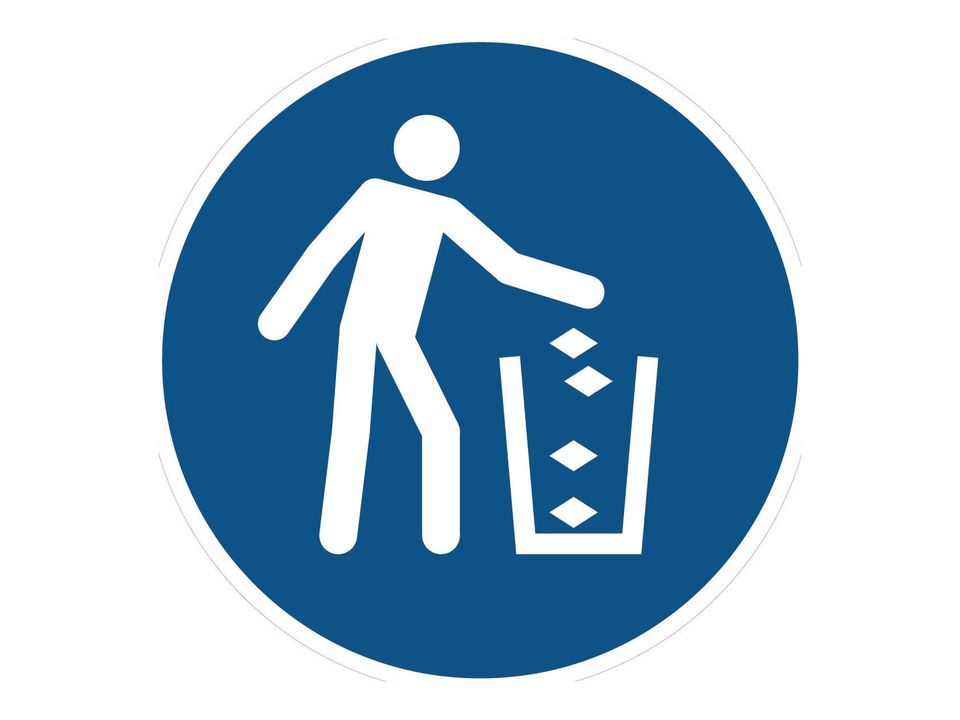 Gebodssticker Afvalbak gebruiken