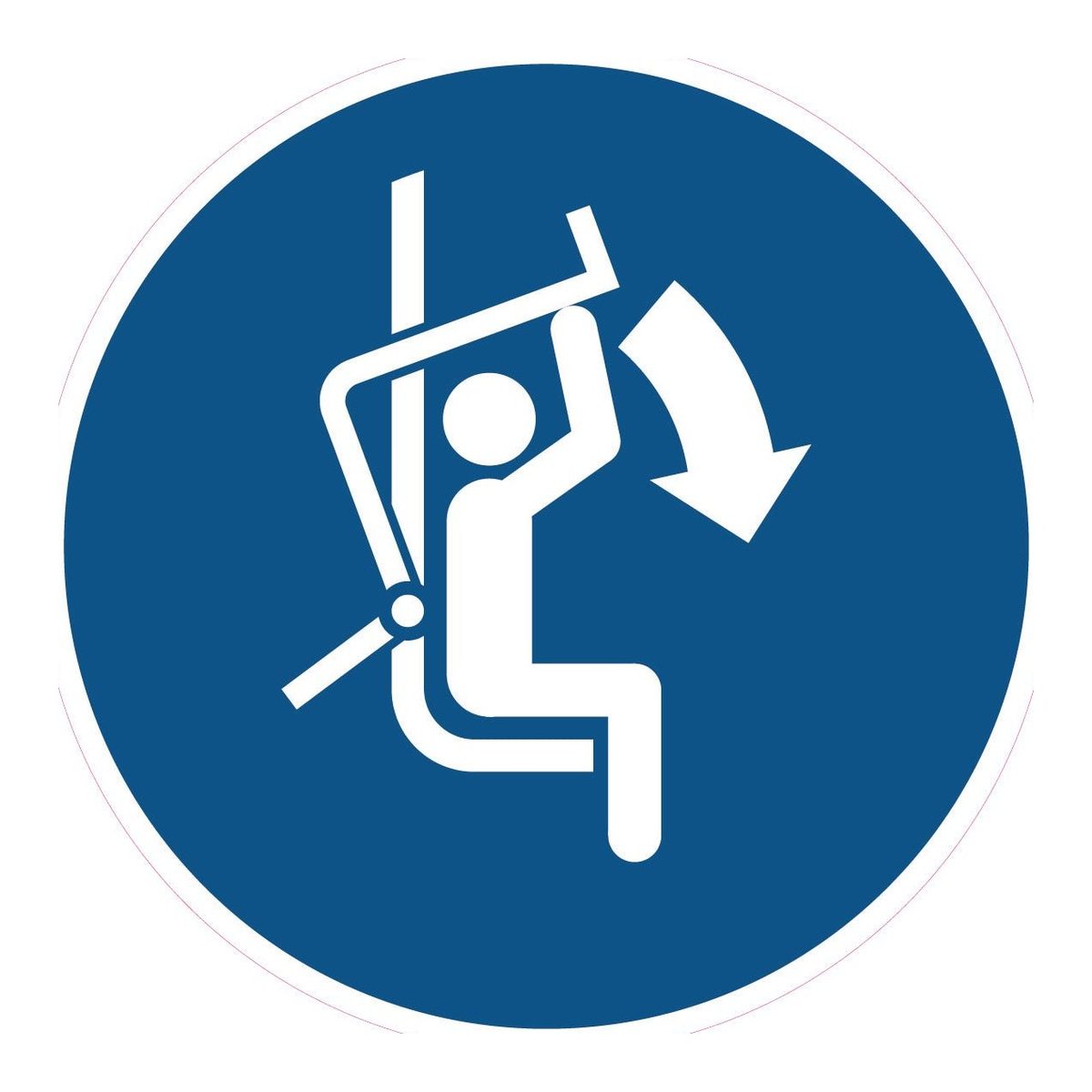 Gebodssticker Beugel stoeltjeslift sluiten (ISO 7010 M033)