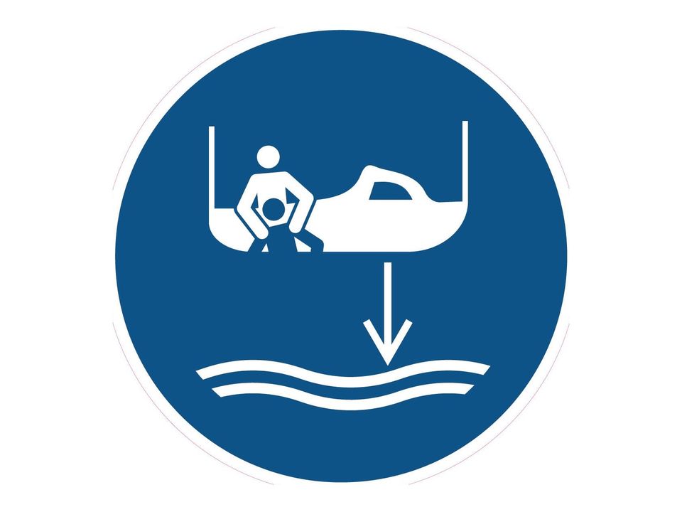 Gebodssticker Hulpboot te water laten