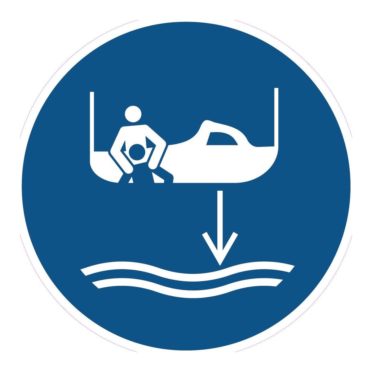Gebodssticker Hulpboot te water laten (ISO 7010 M041)