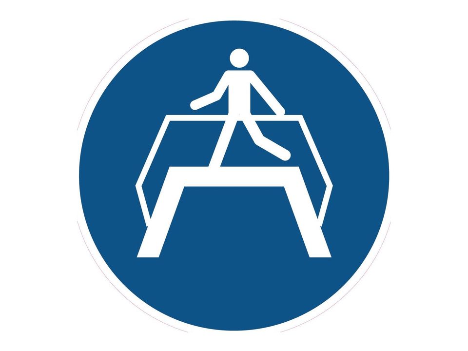 Gebodssticker Loopbrug gebruiken