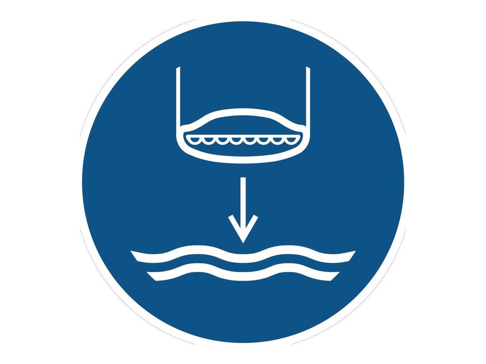 Gebodssticker Reddingsboot te water laten