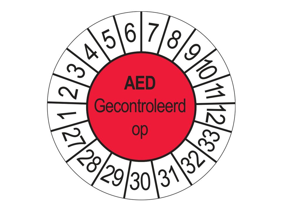 Keuringsstickers AED Gecontroleerd op 2027