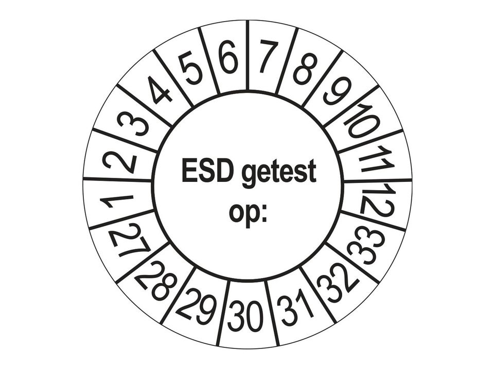Keuringsstickers ESD Getest op 2027