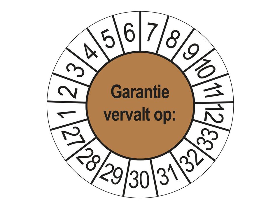 Keuringsstickers Garantie vervalt op 2027