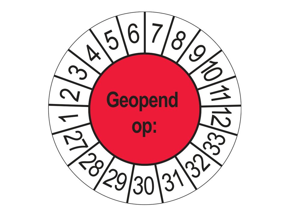 Keuringsstickers Geopend op 2027