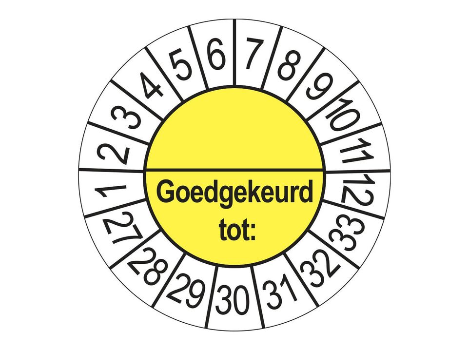 Keuringsstickers Goedgekeurd tot (met scheidingsstreep) 2027