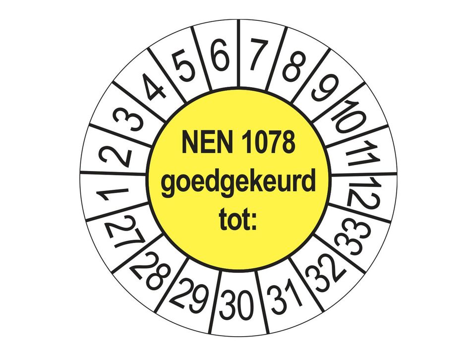 Keuringsstickers NEN 1078 Goedgekeurd tot 2027