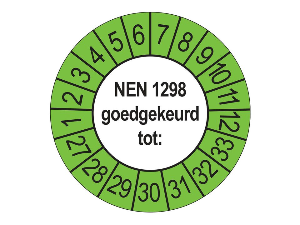 Keuringsstickers NEN 1298 Goedgekeurd tot 2027