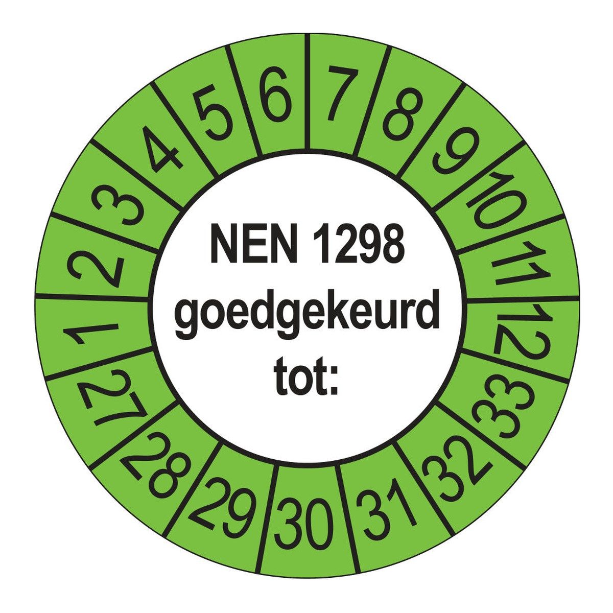 Keuringsstickers NEN 1298 Goedgekeurd tot 2027