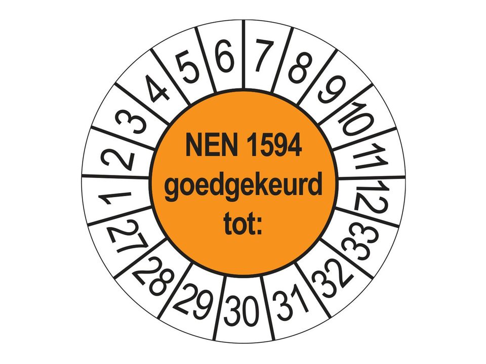Keuringsstickers NEN 1594 Goedgekeurd tot 2027