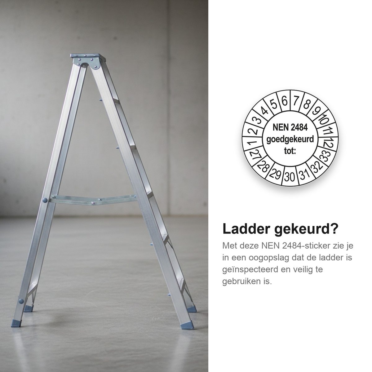 Keuringsstickers NEN 2484 2027 in gebruik