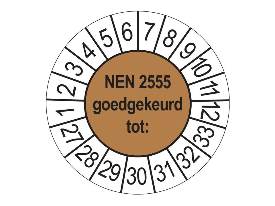 Keuringsstickers NEN 2555 Goedgekeurd tot 2027