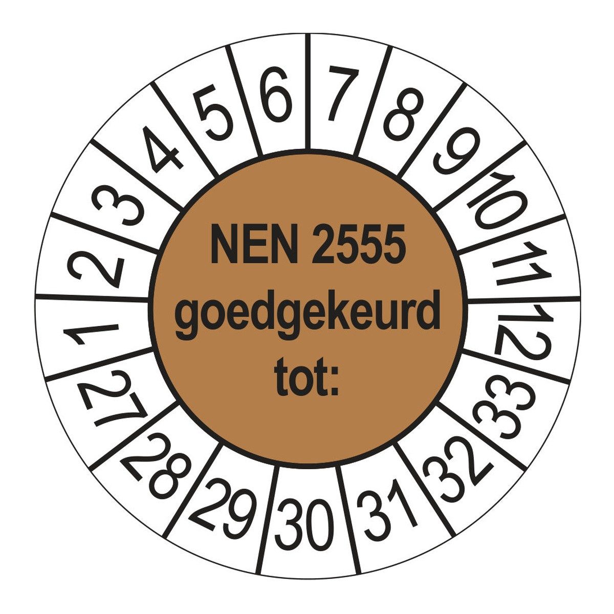 Keuringsstickers NEN 2555 Goedgekeurd tot 2027