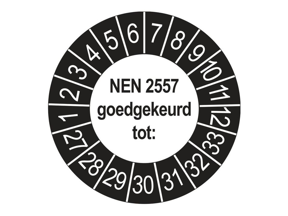 Keuringsstickers NEN 2557 Goedgekeurd tot 2027