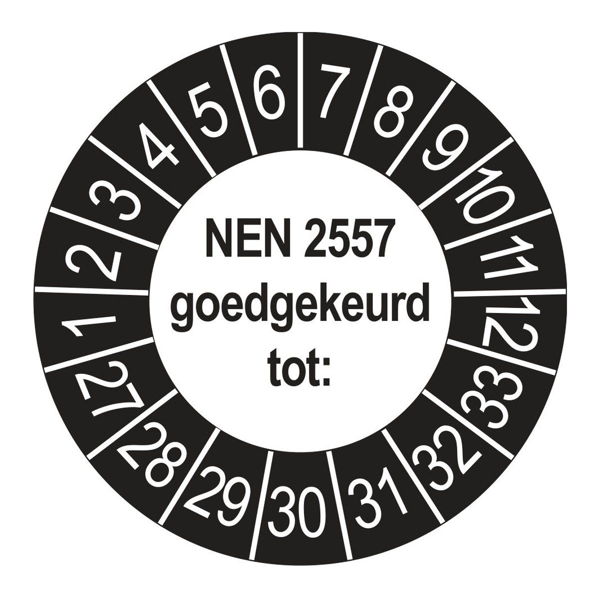 Keuringsstickers NEN 2557 Goedgekeurd tot 2027
