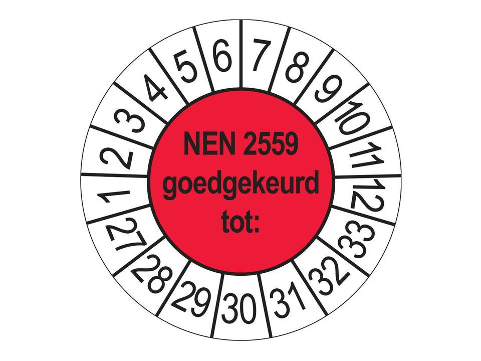Keuringsstickers NEN 2559 Goedgekeurd tot 2027