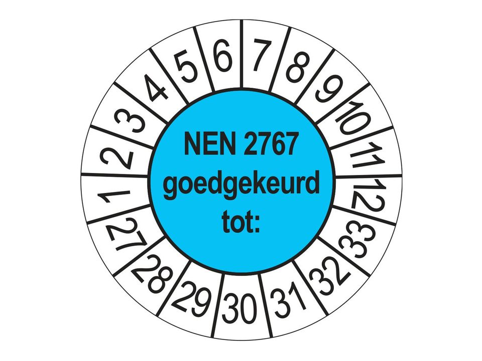 Keuringsstickers NEN 2767 Goedgekeurd tot 2027