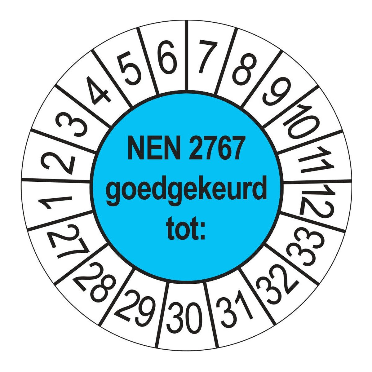 Keuringsstickers NEN 2767 Goedgekeurd tot 2027