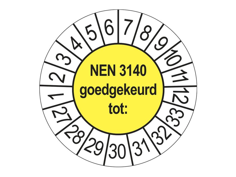 Keuringsstickers NEN 3140 Goedgekeurd tot 2027