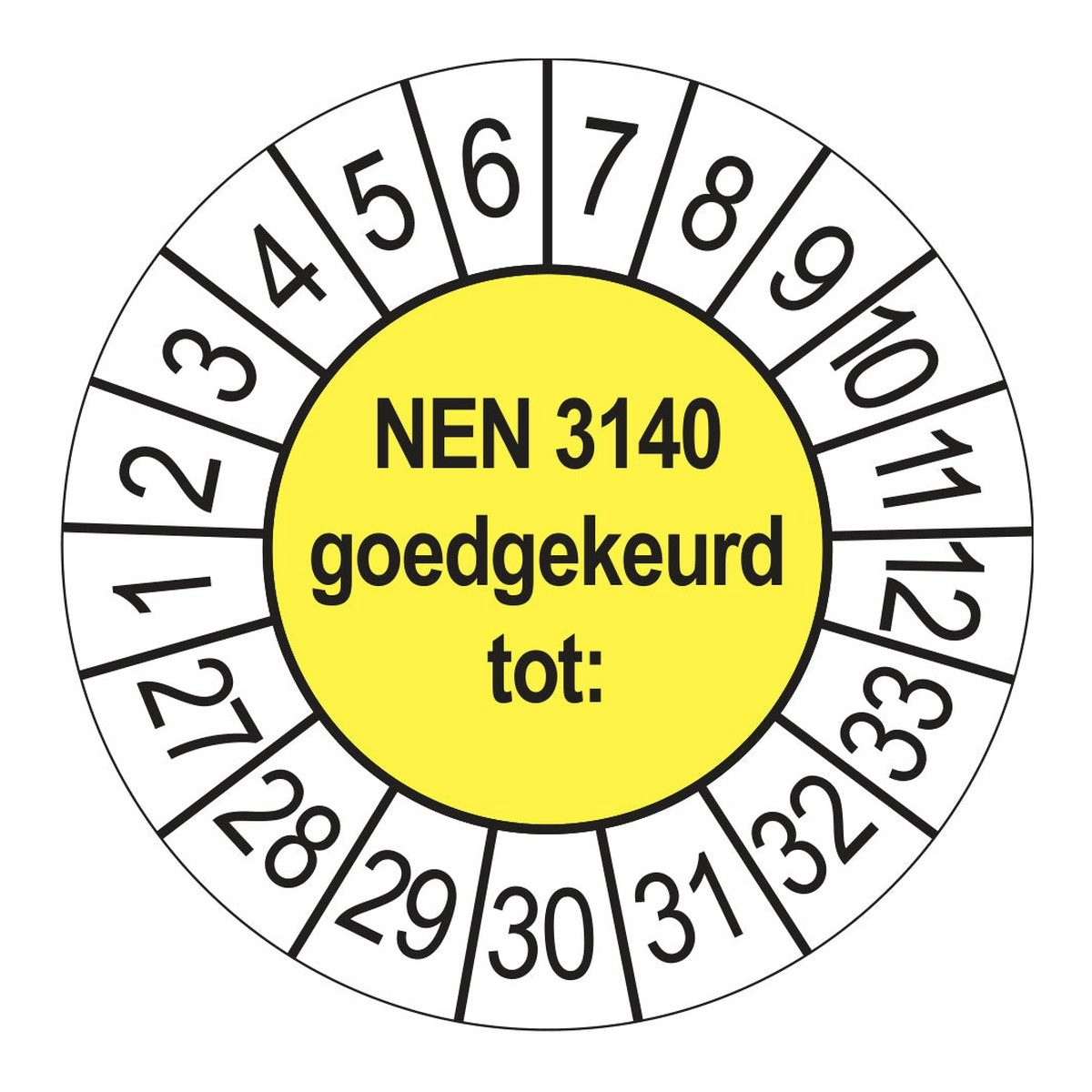 Keuringsstickers NEN 3140 Goedgekeurd tot 2027