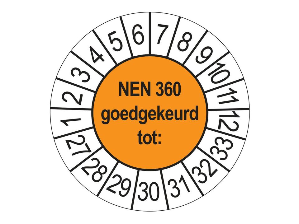 Keuringsstickers NEN 360 Goedgekeurd tot 2027