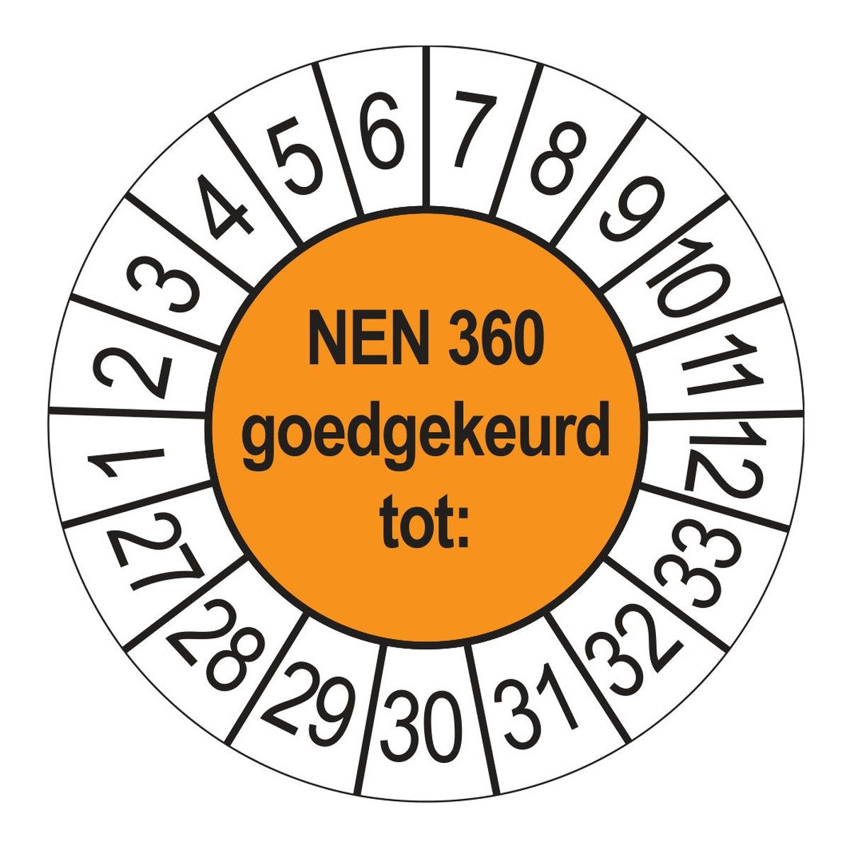 Keuringsstickers NEN 360 Goedgekeurd tot 2027
