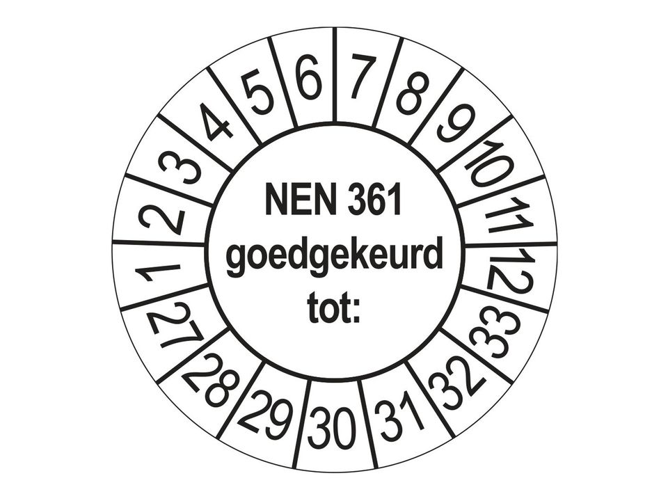 Keuringsstickers NEN 361 Goedgekeurd tot 2027