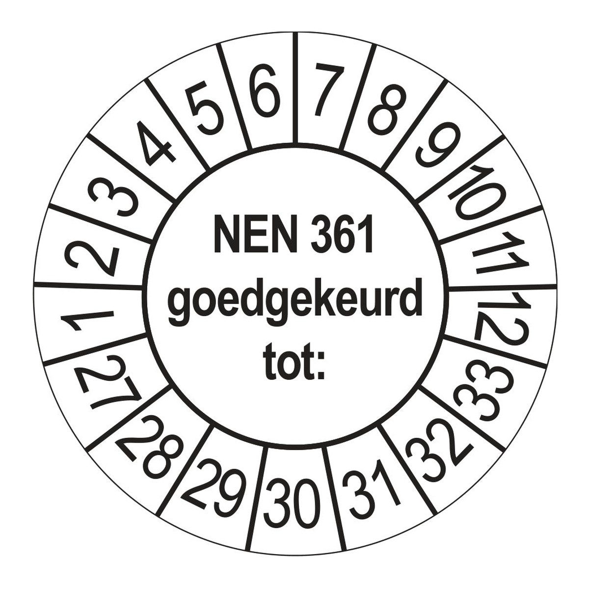 Keuringsstickers NEN 361 Goedgekeurd tot 2027