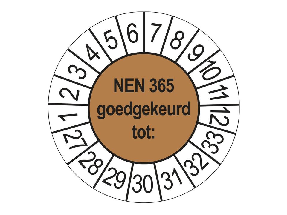 Keuringsstickers NEN 365 Goedgekeurd tot 2027