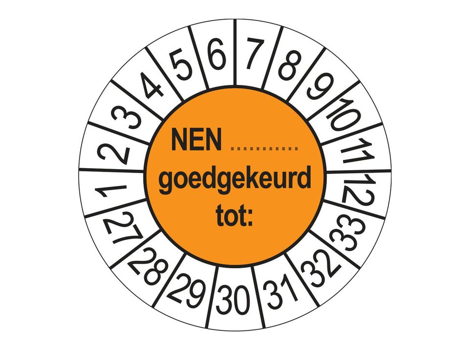 Keuringsstickers NEN (zelf in te vullen) Goedgekeurd tot 2027