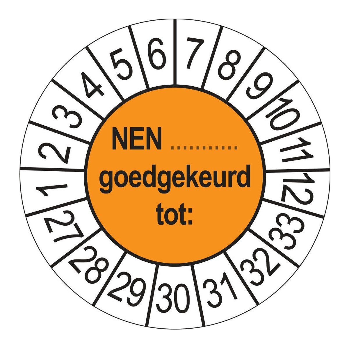 Keuringsstickers NEN (zelf in te vullen) Goedgekeurd tot 2027